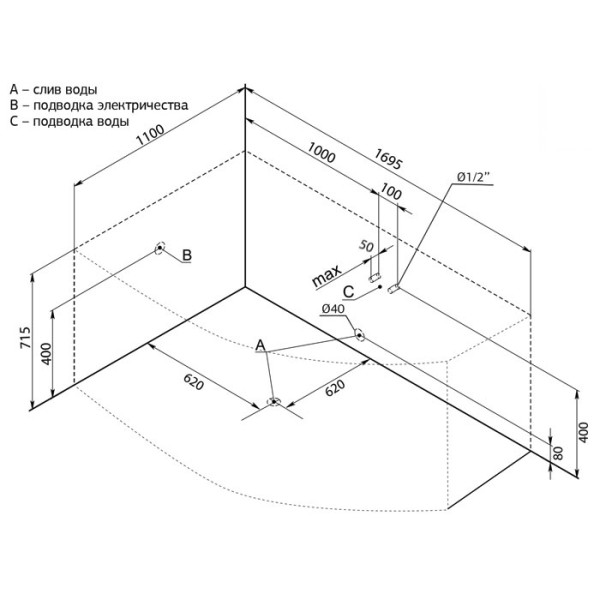 Ванна акриловая Aquanet Capri 170х110 L без гидромассажа Ванна акриловая Aquanet Capri 170х110 L без гидромассажа