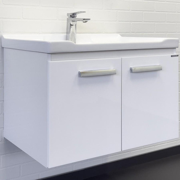 Тумба подвесная с раковиной Comforty Рига 700x470x550 белый глянцевый (00-00018684)