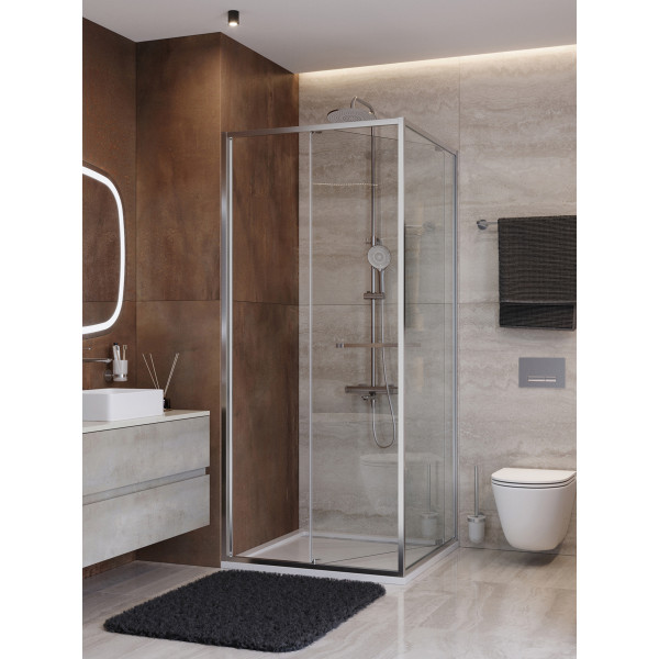 Душевой уголок Cezares Lux 80x80x195 стекло прозрачное, профиль хром (LUX-A-FS-1-80-C-CR)