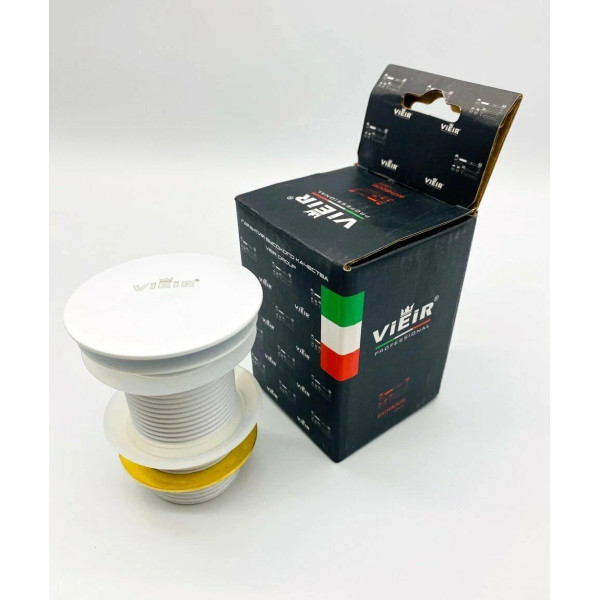 Донный клапан для раковины Vieir 1 1/4" (32 мм.), 67 мм. Quick Clac без перелива (латунь, белый) (VER21AYF)