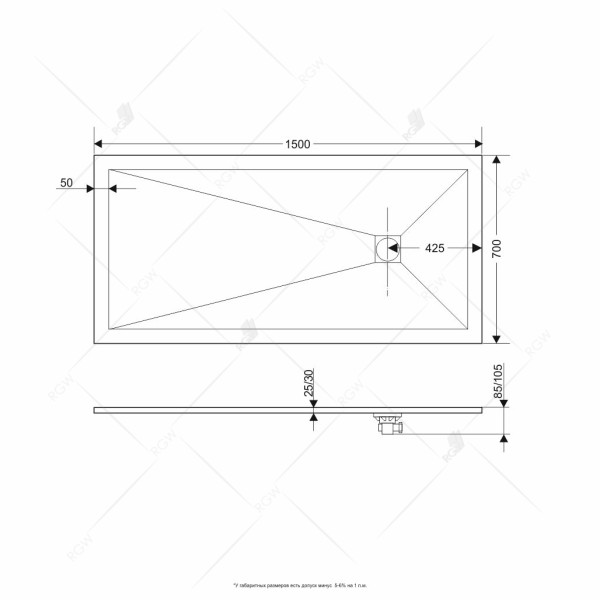 Душевой поддон RGW Stone Tray ST-W 70x150 белый (16152715-01) Душевой поддон RGW Stone Tray ST-W 70x150 белый (16152715-01)