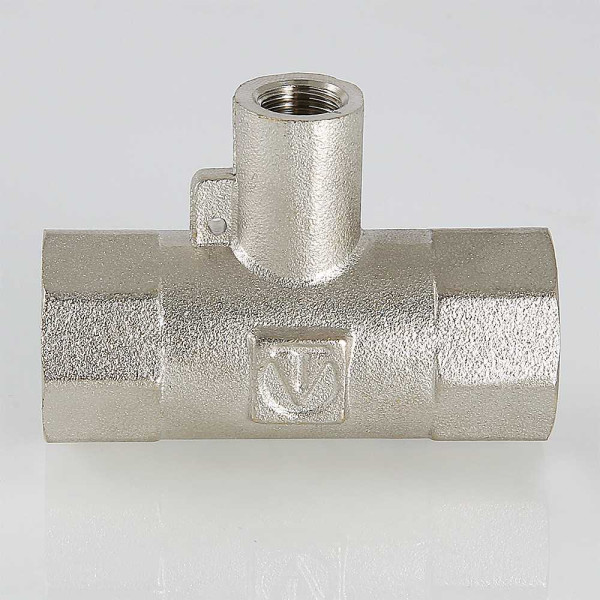 Тройник для подключения датчика температуры 1/2"*М10*1/2" Valtec (никель) (VTr.250.N.0004)