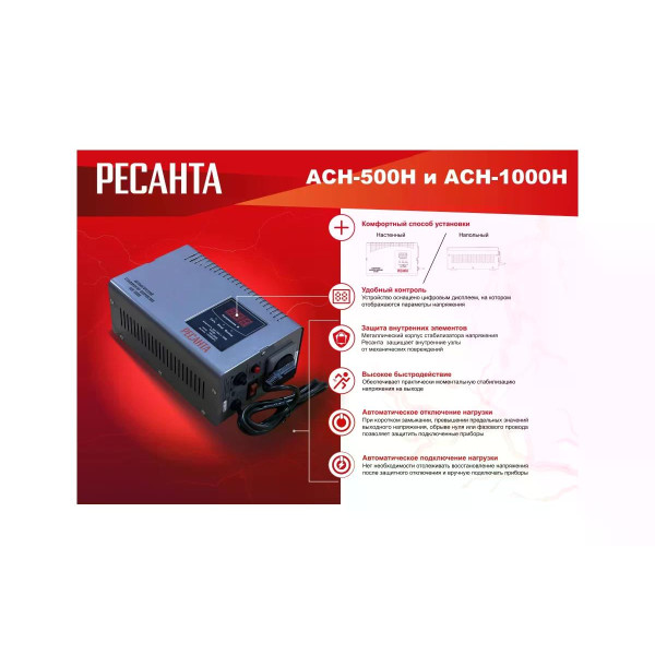 Стабилизатор напряжения Ресанта АСН-1000Н (63/6/64)