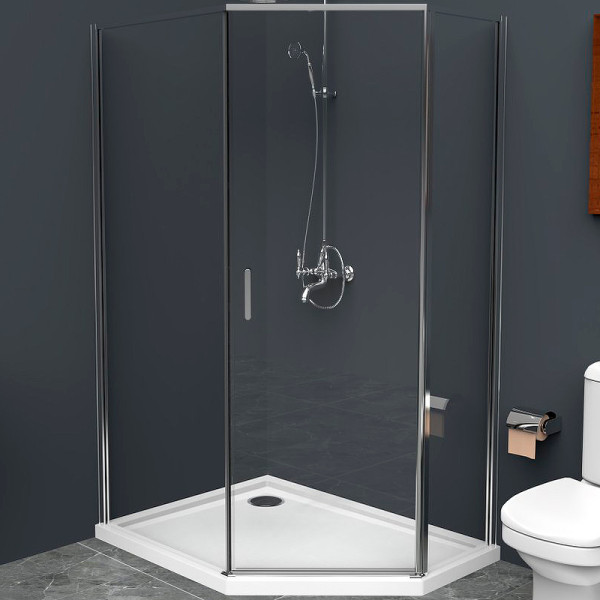 Душевой уголок BelBagno Uno-195 100x80x195 стекло прозрачное, профиль хром (UNO-195-PH-1-10/80-C-Cr)