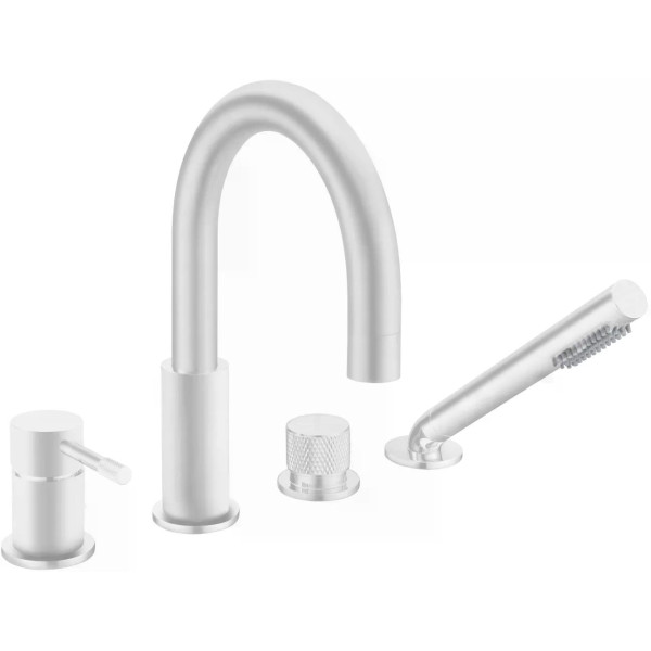 Смеситель на борт ванны Boheme Uno MW (белый) (460-MW)