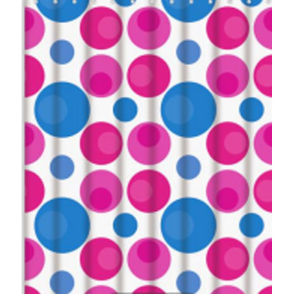 Шторка для ванны текстиль Fashun 1800x2000 полиэтилен красно-синие шарики на белом фоне (A8802)