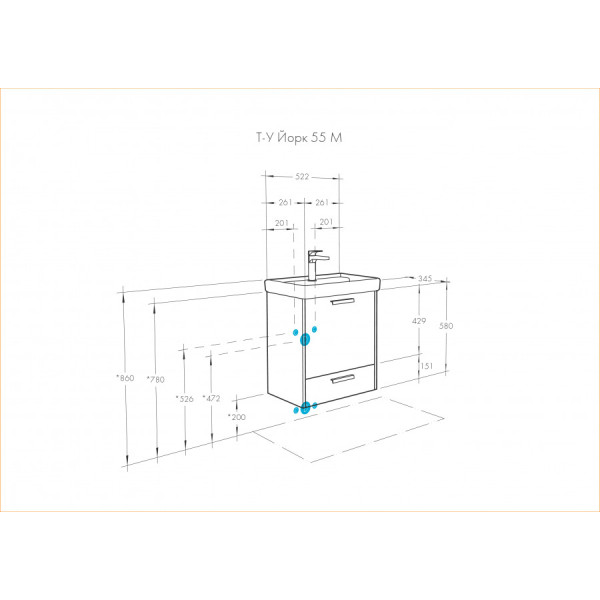 Тумба подвесная Aquaton Йорк 522x345x598 белый, ясень фабрик (1.A170.8.01Y.OAV.0)
