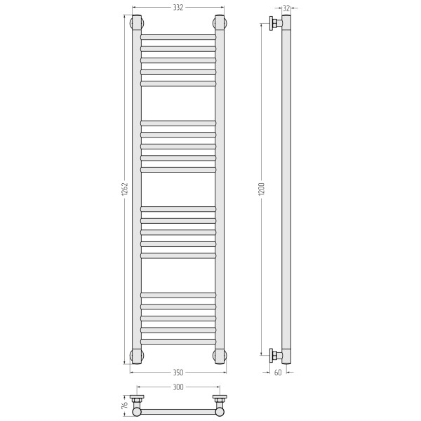 Полотенцесушитель водяной Сунержа Богема + 1200x300 матовый белый (30-0220-1230) Полотенцесушитель водяной Сунержа Богема + 1200x300 матовый белый (30-0220-1230)
