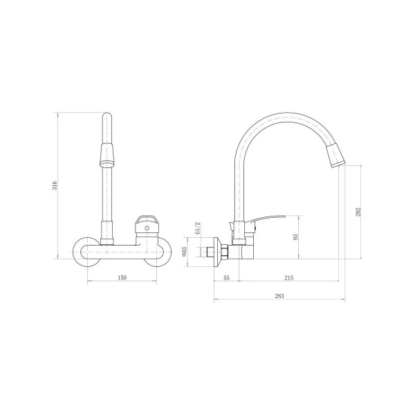 Смеситель для кухни Plstart хром/белый (PD46001-8)