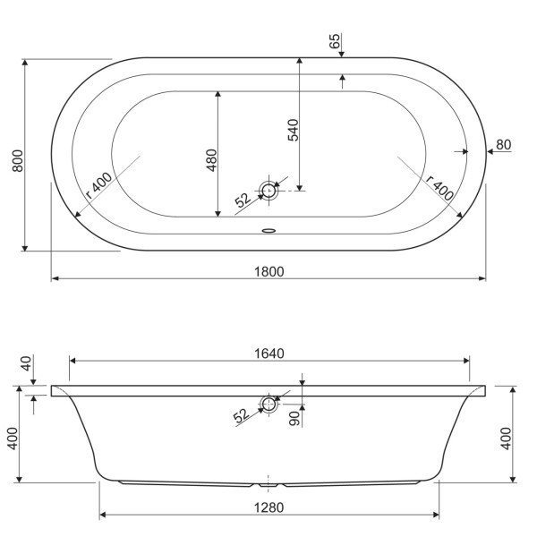 Ванна акриловая Cezares Metauro 180x80x60 белый (METAURO-Central-180-80-40-W37)