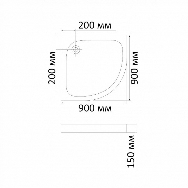 Душевой поддон BandHours Concorde-Tray 90х90х15 белый