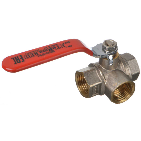 Кран 1/2" шаровый трёхходовой L-порт TeRma RED (красная ручка) (31063) Кран 1/2" шаровый трёхходовой L-порт TeRma RED (красная ручка) (31063)