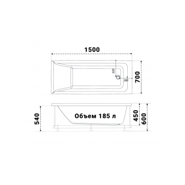 Ванна акриловая Triton Тори 150x70 (ST37)