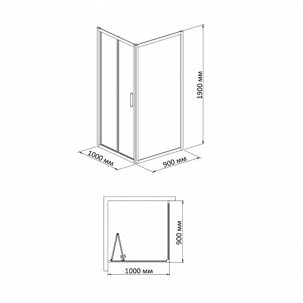 Душевой уголок BandHours Snow/Side-Glass 910 90х100 стекло прозрачное, профиль хром Душевой уголок BandHours Snow/Side-Glass 910 90х100 стекло прозрачное, профиль хром