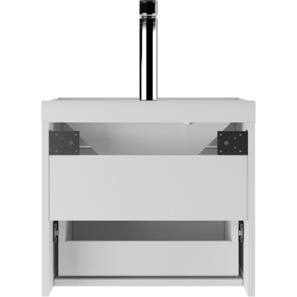 Тумба подвесная под умывальник Bazis 50 Ева с одним ящиком В1 Айсберг Домино (DA5912T)