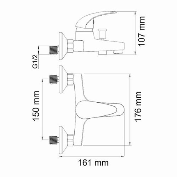 Смеситель для ванны и душа WasserKRAFT Isen с коротким изливом (2601)