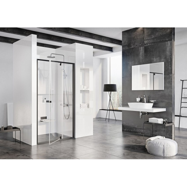 Дверь душевая Ravak Pivot PDOP2-10 100x190 стекло прозрачное, профиль черный (03GA030Z1)