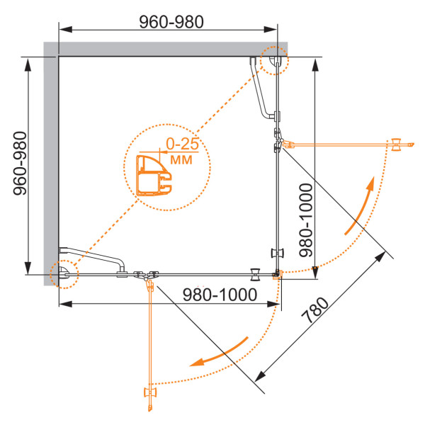 Душевой уголок Cezares Verona 100x100x195 стекло прозрачное, профиль хром (VERONA-W-A-2-100-C-Cr)