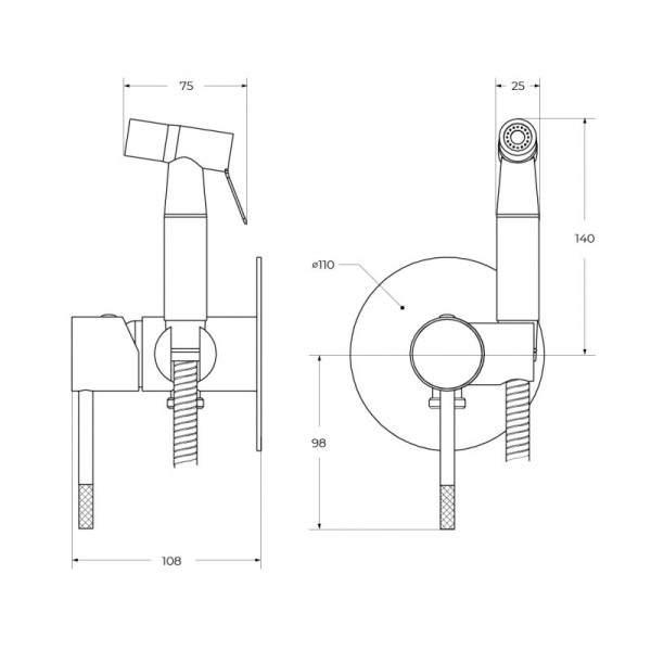 Смеситель с гигиеническим душем Cezares Relax оружейная сталь матовый (RELAX-DIF-GM) Смеситель с гигиеническим душем Cezares Relax оружейная сталь матовый (RELAX-DIF-GM)