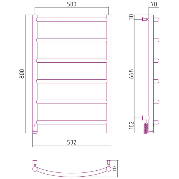 Полотенцесушитель электрический Сунержа Галант 4.0 800x500 МЭМ левый, хром (00-0830-8050)