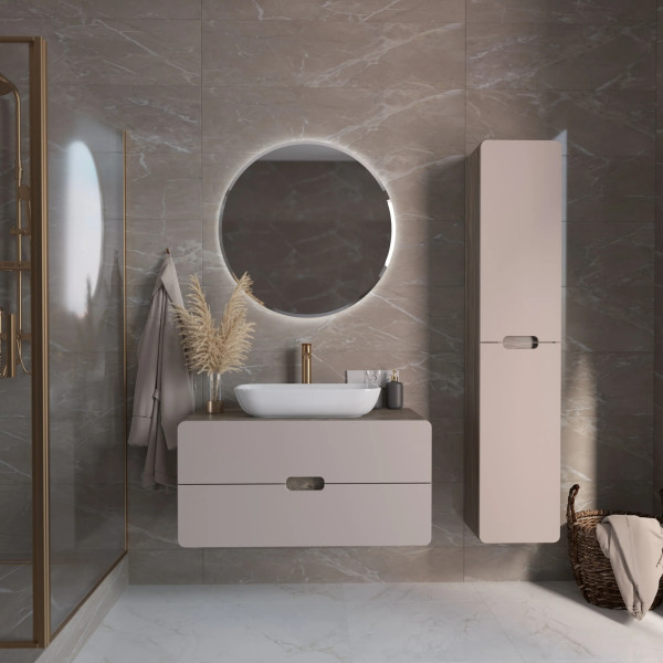 Тумба подвесная 1Marka Vortex  1000x500x50 (орех каньон коньяк/латте фактурный) (Ц0000033059)