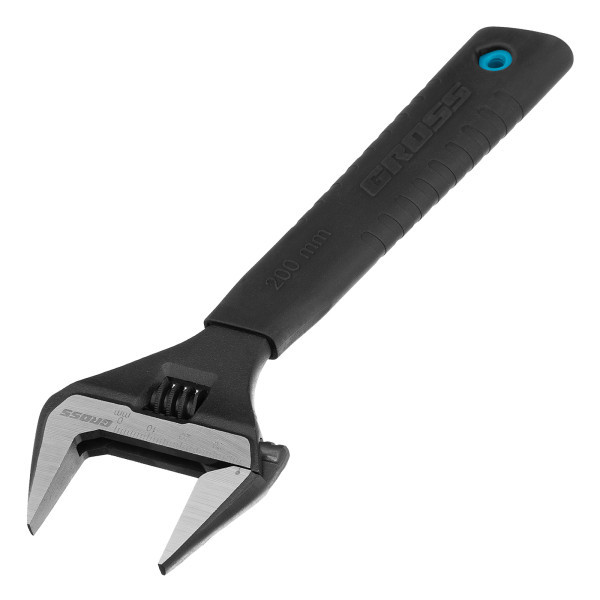 Ключ разводной 200 мм Gross (CrV, тонкие губки, защитные насадки) (15568)