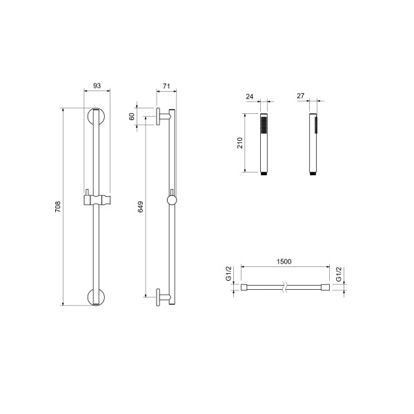 Душевой гарнитур Aquatek Европа золото шлифованное (AQ2012BG)