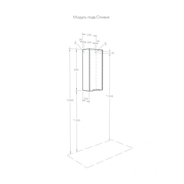 Шкаф подвесной Aquaton Оливия 350x200x800 L грей, дуб ойстер (1.A254.7.03O.LUG.L)