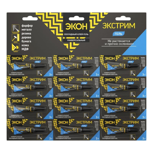 Клей-гель секундный Экон Экстрим 3 г. (на мульти-карте) (3001047) Клей-гель секундный Экон Экстрим 3 г. (на мульти-карте) (3001047)