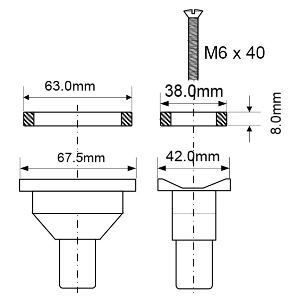 Перелив для раковины McAlpine (ответная часть с вертик.выходом) (OF-30V)