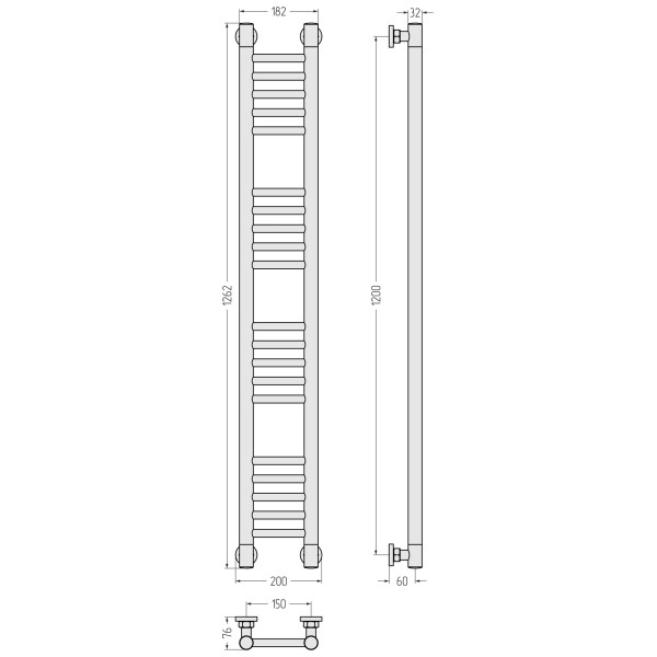 Полотенцесушитель водяной Сунержа Богема + 1200x150 матовый черный (31-0220-1215) Полотенцесушитель водяной Сунержа Богема + 1200x150 матовый черный (31-0220-1215)