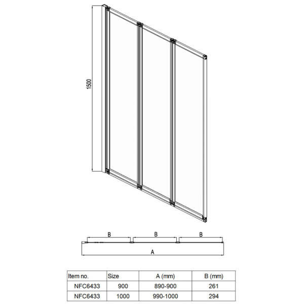 Душевая шторка на ванну Azario Preston 90x150 стекло прозрачное, профиль хром (AZ-NFC6433 900)