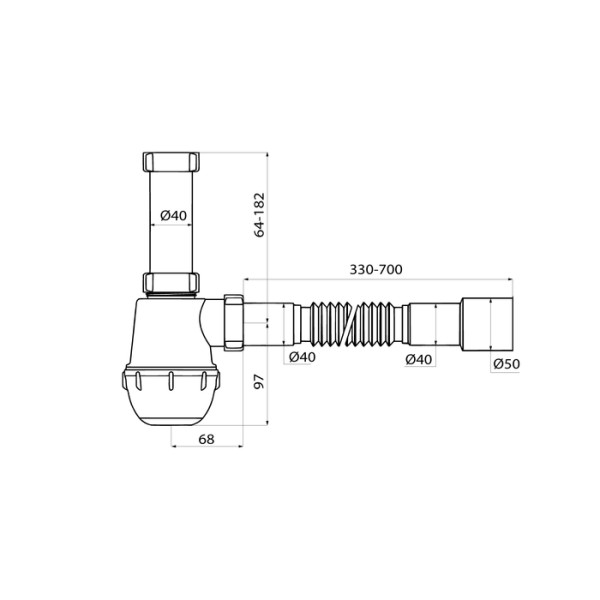 Сифон для раковины Iddis 1 1/2"x40 с гофротрубой 40/50 (900A0G0010VD)