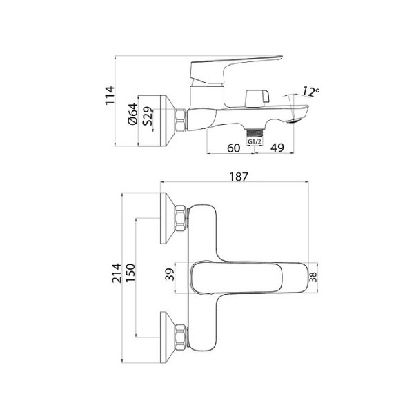 Смеситель для ванны и душа Iddis Sign (SIGSB02i02WA)