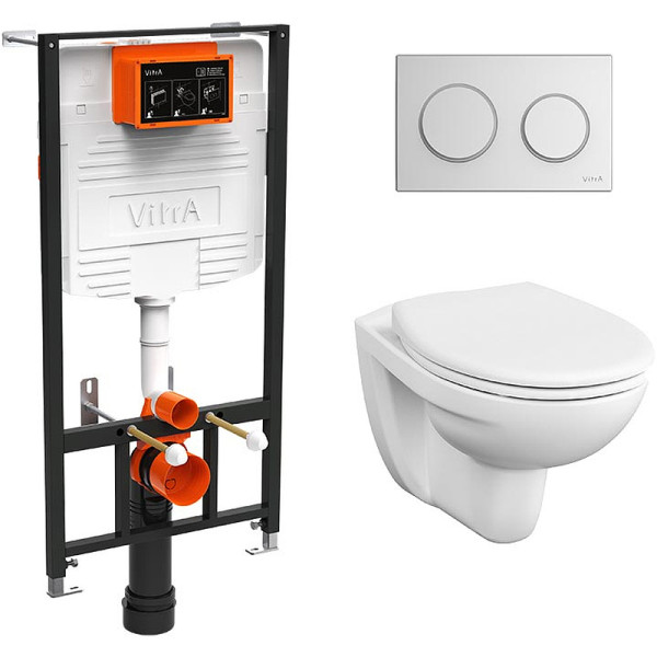 Комплект инсталляция Vitra c унитазом S10, с сидением, клавишей (9842B003-7206) хром Комплект инсталляция Vitra c унитазом S10, с сидением, клавишей (9842B003-7206) хром