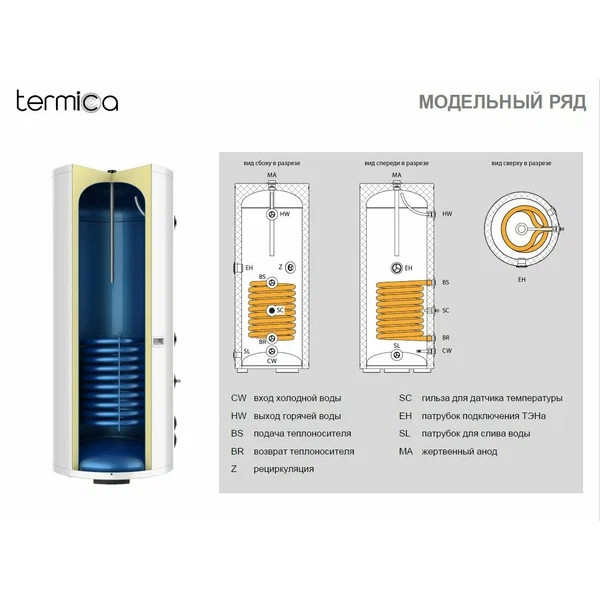Бойлер косвенного нагрева Termica Vega 200 (напольный) (85772020) Бойлер косвенного нагрева Termica Vega 200 (напольный) (85772020)