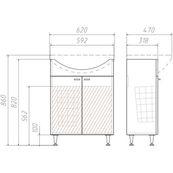 Тумба напольная Домино Уют 60 Классик (DA1025T) Тумба напольная Домино Уют 60 Классик (DA1025T)