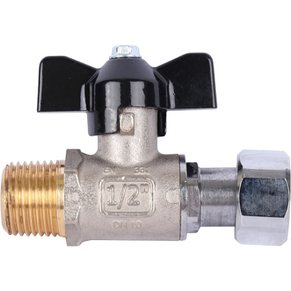 Кран 3/4"*3/4" НВ шаровый с накидной гайкой Stout (черная бабочка) (SVB-1009-000020)