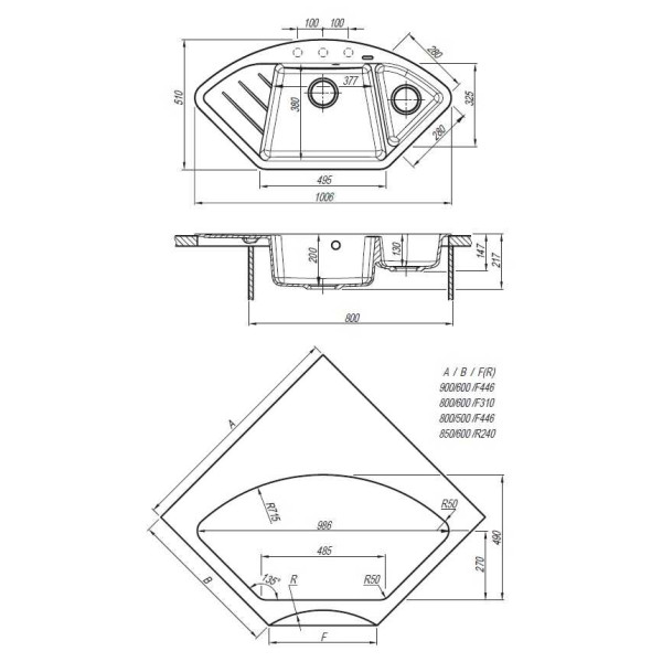 Мойка для кухни Florentina угловая Веста 100х51 (Fs, Жасмин) Мойка для кухни Florentina угловая Веста 100х51 (Fs, Жасмин)