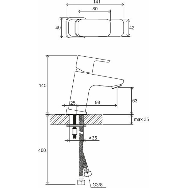 Смеситель для раковины Ravak TD F 012.20 черный (X070148)