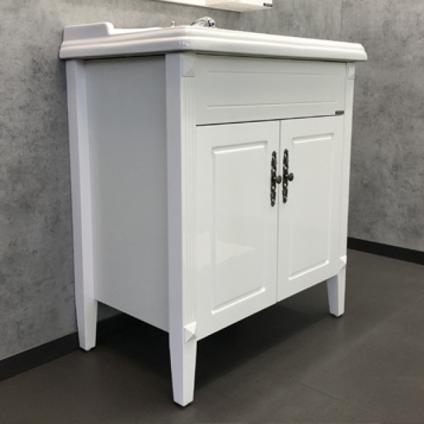 Тумба напольная Comforty Никосия 800x895x490 дуб белый матовый с раковиной (00-00001523)