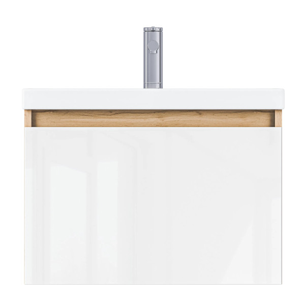 Тумба подвесная 1Marka Aris 590x447x400 дуб вотан/белый глянец (Ц0000042282)
