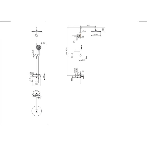 Душевая система Aquatek Ника черный матовый (AQ2860MB)