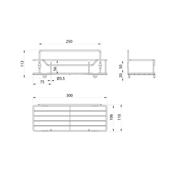 Полка для ванной комнаты Milardo Grid 13,6x35x11,3 хром (GRICS1BM44)