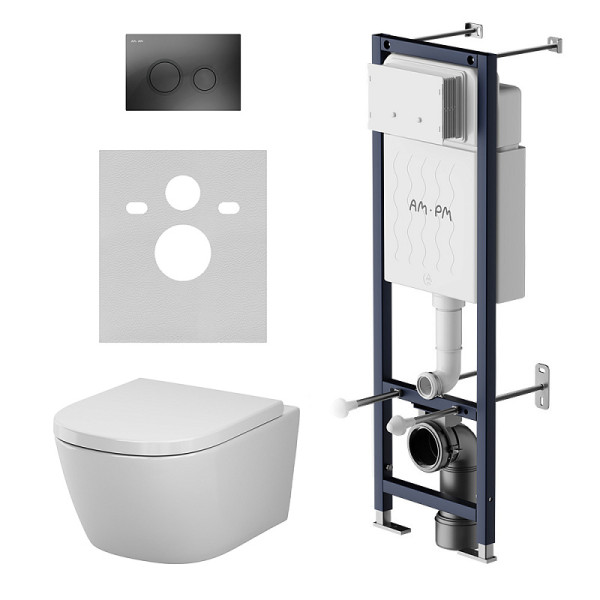 Комплект инсталляция с унитазом AM.PM ErgoFit с клав M черн мат с подв унит Libre 49 Aquaspin (IS110338.601900)