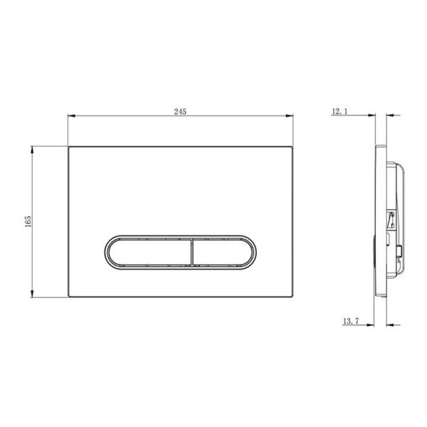 Клавиша смывная РЕХАУ Nova Ellipse 002 с овальными клавишами, пластик, белая глянцевая, контур клавиш хром глянцевый (19102401001)