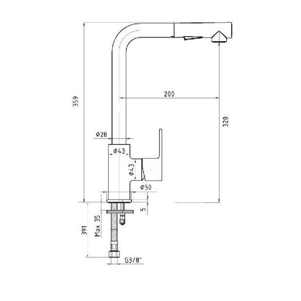Смеситель для кухни E.C.A. Nita с выдвижным изливом хром (102118128EX)