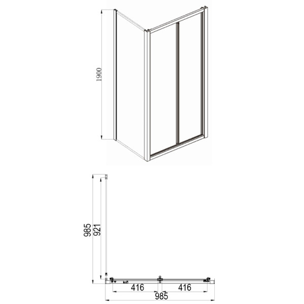 Душевое ограждение Azario Torornto 100х100х190 стекло прозрачное профиль серебро (AZ-NAA1432B 100)