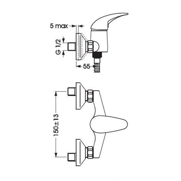 Смеситель для душа Vidima Orion с душевым комплектом (BA003AA) Смеситель для душа Vidima Orion с душевым комплектом (BA003AA)