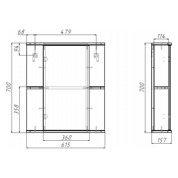 Шкаф зеркальный Домино Норма 2-60 левый (DA1611HZ) Шкаф зеркальный Домино Норма 2-60 левый (DA1611HZ)